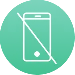 Icon of a smartphone with a diagonal line crossing it, indicating no phone use.