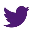 Purple Twitter bird logo facing right.